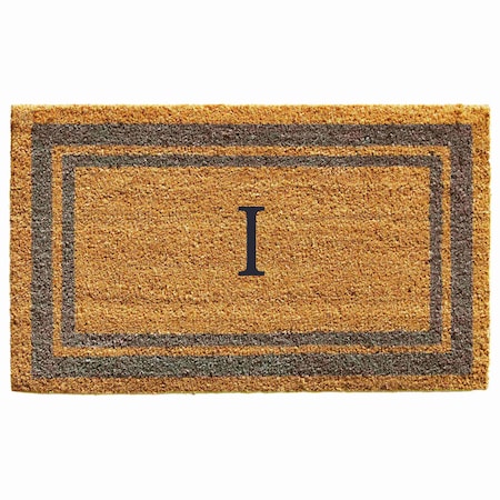 Monogram Door Mat, Natural, Periwinkle, 18 in W x 30 in L